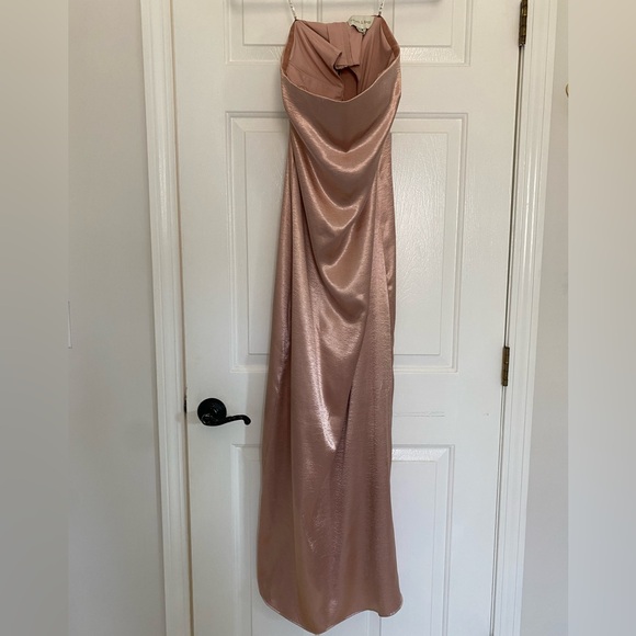 Sachin & Babi Stella Strapless Hammered Back-Slit Satin Gown - Picture 6 of 10